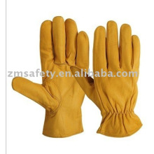 Yellow Goatskin leather Driver gloves